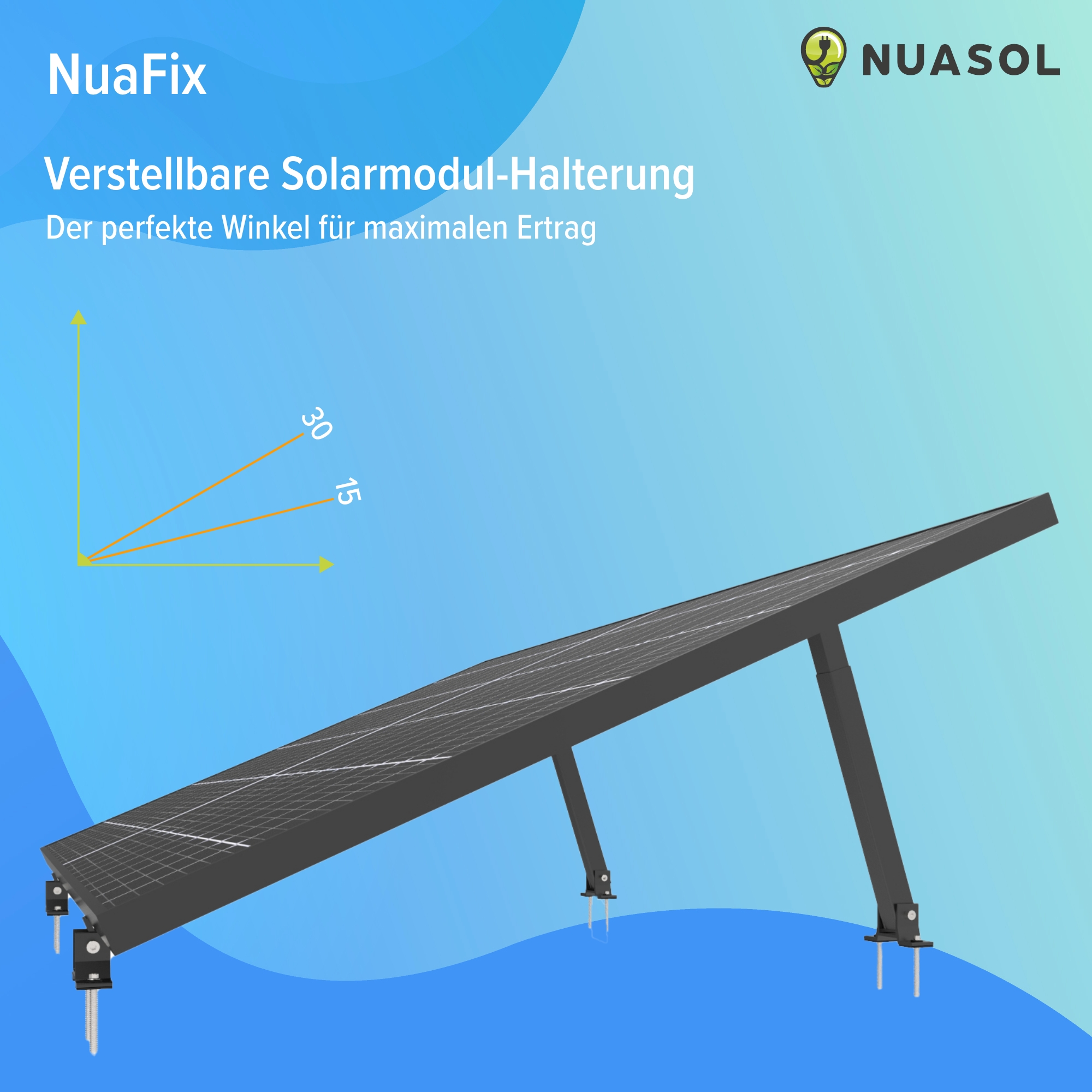 NuaFix – Verstellbare Solarpaneel Halterung 30-60° – Schwarz